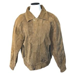 Vintage Gitano Men's Brown Suede Leather Jacket Coat Heavy Weight Size Med